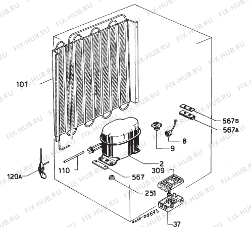 Взрыв-схема холодильника Privileg 008616 5 - Схема узла Freezer cooling system